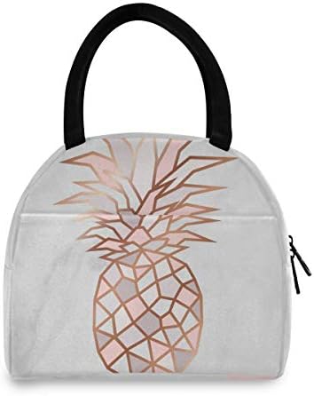  Senya Lunch Bag, White Marble Black Texture Insulated Lunch Box Cooler Bag Tote Bag For Women Kids/Picnic/School/Work