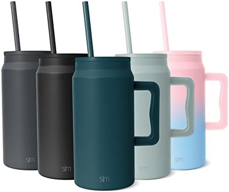  50 Oz Mug Tumbler With Handle And Straw Lid | Reusable Insulated Stainless Steel Large Travel Jug Water Bottle | Valentines Gifts For Him & Her | Trek Collection | 50oz | Graphite