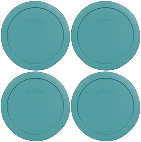 Pyrex 7201-PC Turquoise Round 4 Cup Plastic Storage Lid, Made In USA - 4 Pack