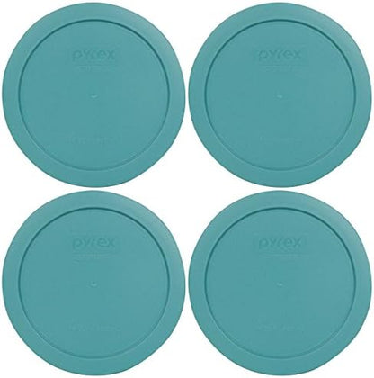 Pyrex 7201-PC Turquoise Round 4 Cup Plastic Storage Lid, Made In USA - 4 Pack