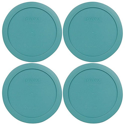 Pyrex 7201-PC Turquoise Round 4 Cup Plastic Storage Lid, Made In USA - 4 Pack
