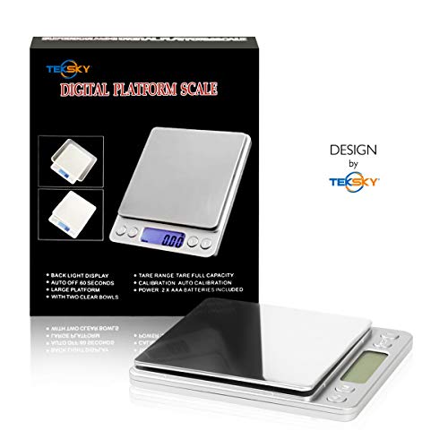 500G/0.01G Digital Kitchen Scale - Tare & PCS Function, 6 Units, Back-Lit LCD, Pocket-Size, Battery Powered - Silver