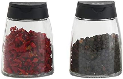  4+1PCS Glass Spice Jars With Shaker Pour Lid, Seasoning Shakers Glass Bottles Spice Shakers Salt & Pepper Shaker Container Set With Gift Grinder Fits In Home,Kitchen,Barbecue (4)