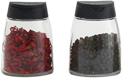  4+1PCS Glass Spice Jars With Shaker Pour Lid, Seasoning Shakers Glass Bottles Spice Shakers Salt & Pepper Shaker Container Set With Gift Grinder Fits In Home,Kitchen,Barbecue (4)