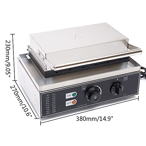  Commercial Electric Stick Waffle Maker Machine Non-Stick Pans 110V 1550W Hotdog Maker Iron Time And Temperature Control Stainless Steel Bread Baker (6 Stick)