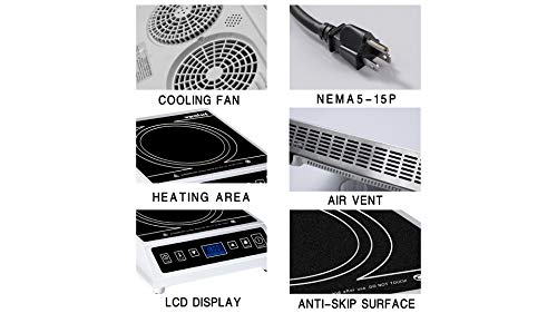  1800W Commercial Induction Cooktop Countertop Stove Electric Stove Burner With LCD Screen And ANTI-SKIP SURFACE (120V)