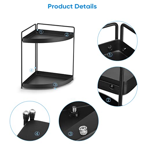  Lvssci 2 Tier Corner Shelf Rack Kitchen Counter Cabinet Bathroom Organizer Makeup Cosmetic Countertop Organization And Storage Under Sink Organizers Perfume Trays For Dresser Black