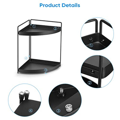  Lvssci 2 Tier Corner Shelf Rack Kitchen Counter Cabinet Bathroom Organizer Makeup Cosmetic Countertop Organization And Storage Under Sink Organizers Perfume Trays For Dresser Black