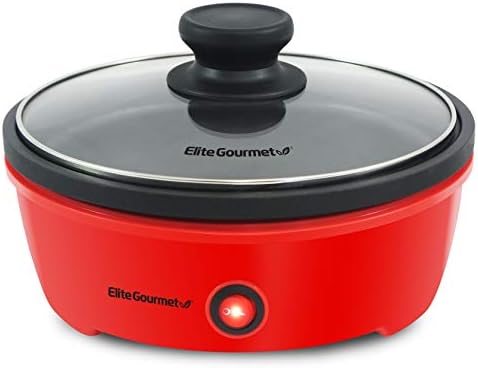  L-6101 Personal Stir Fry Griddle Pan, Rapid Heat Up, 650 Watts Non-stick Electric Skillet With Tempered Glass Lid, Red