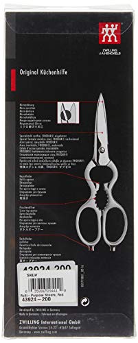 Zwilling Willing Kitchen Shears, Multi-Purpose, Bottle Opener, Jar Lid Lifter, Dishwasher Safe, Heavy Duty, Forged Stainless Steel Blades, Red 7.9-inch