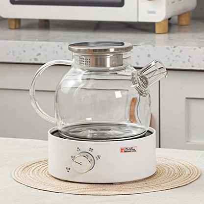  Electric Mini Stove, Safe Far Infrared Heating Electric Hot Plate Round Body PP 360 Degree Vertical Heating For Coffee (White)