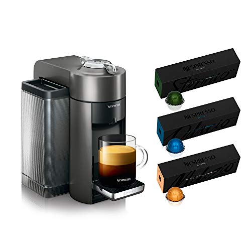  ENV135GY Coffee And Espresso Machine By De'Longhi, Graphite Metal Nespresso Vertuoline Coffee, Assortment, 30 Capsules
