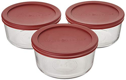  4 Cup Food Storage Containers With Red Lids (3)