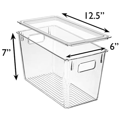  Plastic Storage Bins With Lids – Perfect Kitchen Organization Or Pantry Storage – Fridge Organizer, Pantry Organization And Storage Bins, Cabinet Organizers