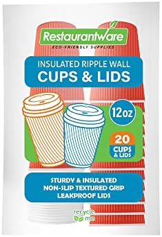  12 Oz Light Pink Paper Ripple Wall Coffee Cup - With White Lid - 3 1/2" X 3 1/2" X 5" - 20 Count Box