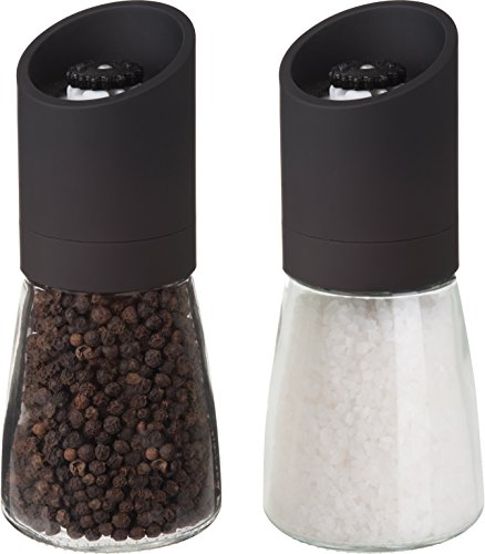  Maison Glass And Black 6 Inch Ceramic Grinder And Salt Pepper Mill, 6"