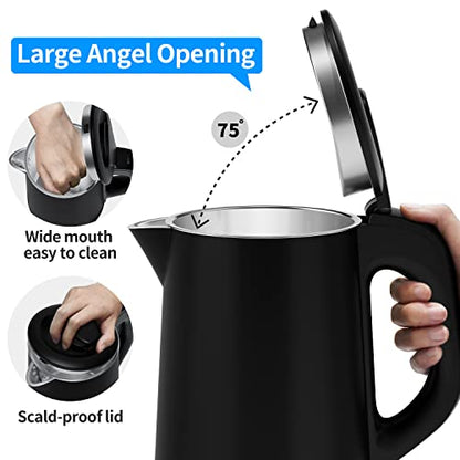  Small Electric Kettle, Portable Kettle With 304 Stainless Steel Travel Kettle 27oz/0.8L Electric Tea Kettle For Business Trip, Small Electric Kettle With Auto Shut-Off (black)