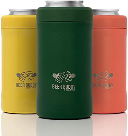  Grill Rescue​ Insulated Can Holder – Vacuum-Sealed Stainless Steel – Beer Bottle Insulator For Cold Beverages – Thermos Beer Cooler ​Suited For Any Size​ Drink - One Size Fits All (Matte Black)