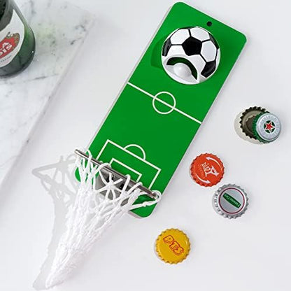  Magnetic Basketball Bottle Opener, Wooden Wall Mounted Opener With Cap Collector Catcher, Ideal Gift For Basketball And Beer Lovers, Use As Kitchen-Yard-Bar Decoration