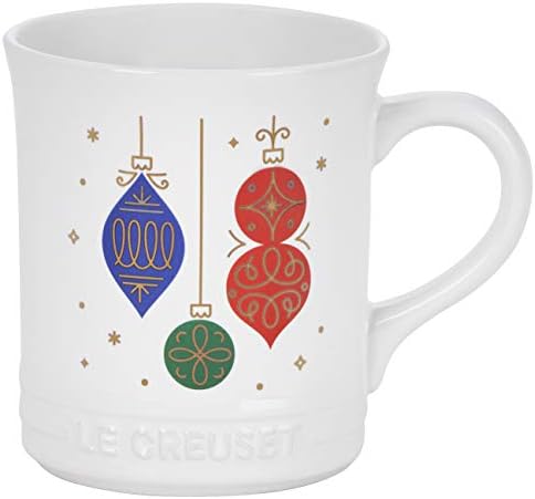 Le Creuset Stoneware Noel Collection: Santa Mug, 14 Oz, White W/Applique