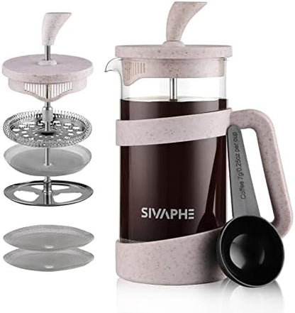  French Press 34oz Light-weight Durable High Borosilicate Carafe Maker 8 Cup Plastic Coffee Press Frothed