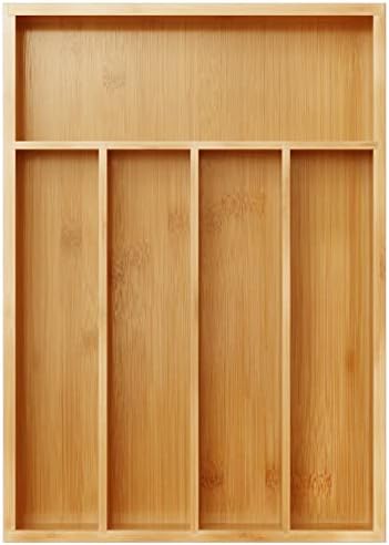  Utensil Drawer Organizer, Cutlery Tray Desk Drawer Organizer Silverware Holder Kitchen Knives Tray Drawer Organizer, 100% Pure Bamboo Cutlery In Natural Color (9.75)