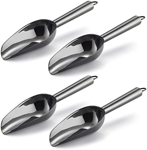  Mini Scoop, E-far 3 Ounce Stainless Steel Kitchen Utility Scoops, Ideal For Candy/Ice Cube/Flour/Sugar/Coffee Bean/Protein Powder, Food Grade & Anti Rust, Easy Clean & Dishwasher Safe (4 Pack)