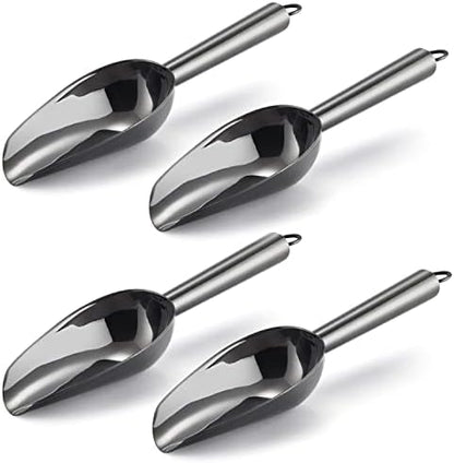  Mini Scoop, E-far 3 Ounce Stainless Steel Kitchen Utility Scoops, Ideal For Candy/Ice Cube/Flour/Sugar/Coffee Bean/Protein Powder, Food Grade & Anti Rust, Easy Clean & Dishwasher Safe (4 Pack)
