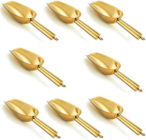  3OZ Mini Scoop Set Of 2, P&P CHEF Stainless Steel Candy Sweet Ice Cube Scoop For Home Bar Buffet Wedding Canisters, Easy Clean & Durable - Gold