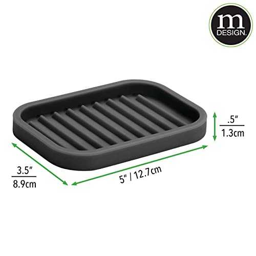  Silicone Kitchen Sink Storage Organizer Holder Tray For Sponges, Soap, Scrubber - Ribbed Base, Quick Dry, Waterproof, Non-Slip, Durable, Heat Resistant - Linelle Collection, 2 Pack, Black