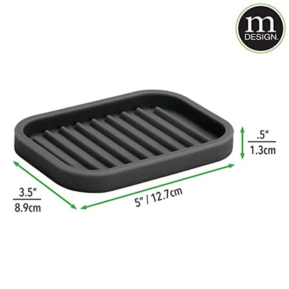  Silicone Kitchen Sink Storage Organizer Holder Tray For Sponges, Soap, Scrubber - Ribbed Base, Quick Dry, Waterproof, Non-Slip, Durable, Heat Resistant - Linelle Collection, 2 Pack, Black