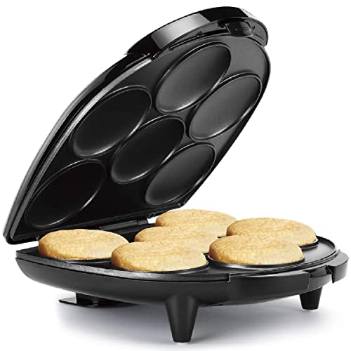  Arepa Maker - Non-Stick 6-Section Multi-Food Maker - Make Delicious Arepas, Pancakes, Corncakes, Tosti Arepa - Includes Recipe Book - Easy-to-Use - 6-PC - Black