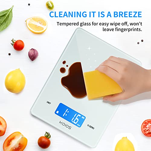  11lb/5kg Small Accurate Food Scale For Kitchen, Waterproof USB Plug In Rechargeable Digital Kitchen Scale, Digital Food Kitchen Scale For Weight Loss, Food Scale For Baking Dieting, White