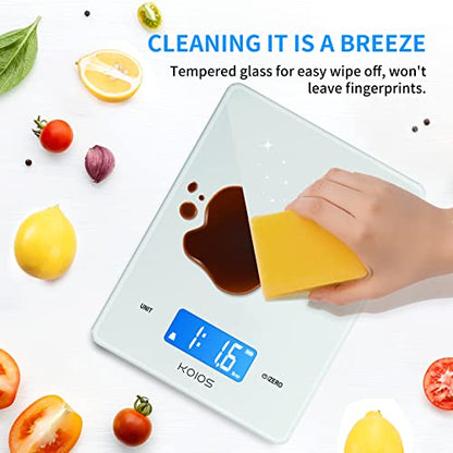  11lb/5kg Small Accurate Food Scale For Kitchen, Waterproof USB Plug In Rechargeable Digital Kitchen Scale, Digital Food Kitchen Scale For Weight Loss, Food Scale For Baking Dieting, White