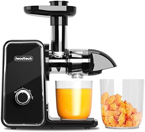  Slow Masticating Juicer, IWODTECH Juicer Machine With 2-Speed Modes, Easy-to-clean Cold Press Juicer With Silent Motor And Reverse Function, With 2 Cups（Galaxy Grey）