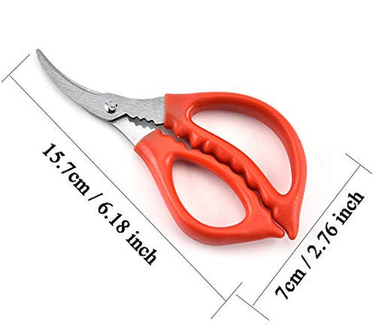 6 Pack Kitchen Seafood Scissors Fish Scissors Crab Scissors Lobster Shrimp Crayfish Crawfish Scissors, Multifunctional Stainless Steel Shears Seafood Scissors