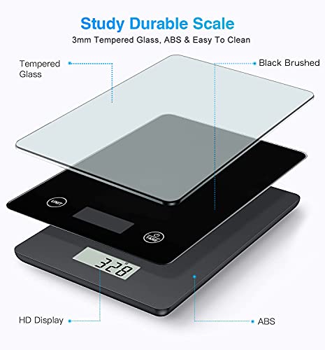  Digital Kitchen Scale, 11lb 5kg Digital Food Scales, Touch Button, Tare Function, Large Display, Easy To Clean (Black)