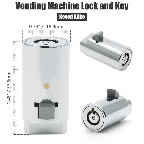  Universal Vending Machine Lock And Key, Soda Machine Lock With Tubular Keyway, Snack Machine Lock Candy Machine Lock Replacement For Coke Machine, Gumball Machine (Keyed Alike)