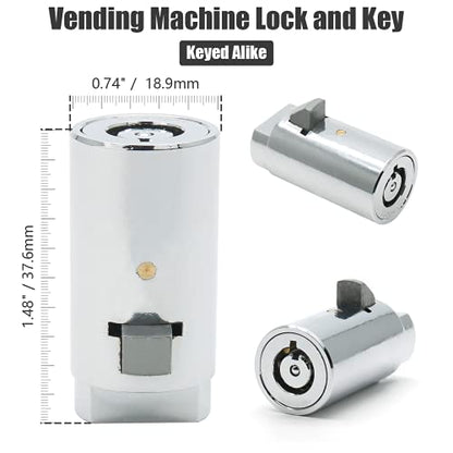  Universal Vending Machine Lock And Key, Soda Machine Lock With Tubular Keyway, Snack Machine Lock Candy Machine Lock Replacement For Coke Machine, Gumball Machine (Keyed Alike)