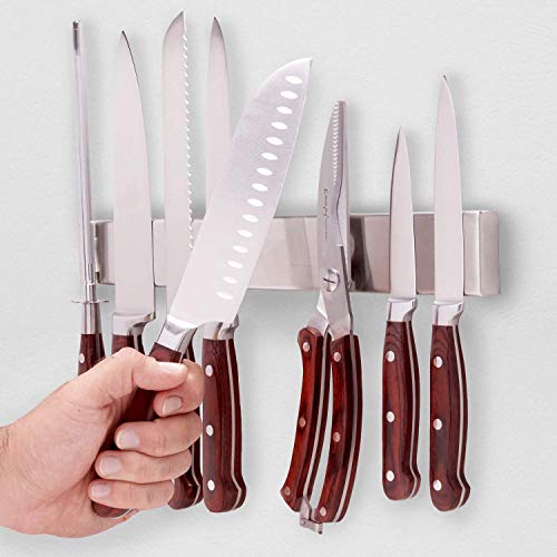 Magnetic Knife Holder For Wall - 16 Inch Powerful Stainless Steel Kitchen Knife Magnetic Strip - Use As Magnetic Knife Holder, Knife Organizer, Knife Rack, Knife Bar And Tool Holder By Greatful Home