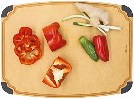  Essential Series Cutting Board For Kitchen- Natural Wood Fiber Composite, Dishwasher Safe, Eco-Friendly, Juice Grooves, Non-slip Feet, Non-Porous, Reversible, BPA Free, Large- 14" X 10")