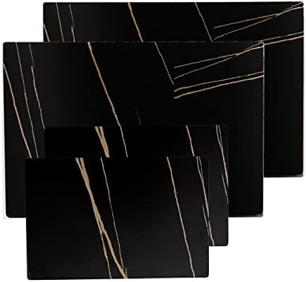  Clear Tempered Glass Cutting Board Set Of 4, Non Slip Glass Trays For Kitchen Countertop By Murrey Home, Heat Resistant, No Stain, 11.75"x15.75", 7.75"x11.75" & Round 11.75"