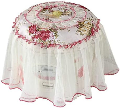  Luchike 2 Pcs Printed Lace Dust Cover For Pressure Cooker Round Cloth Cover For Rice Cooker Home Decorative Rice Cooker Accessories Red