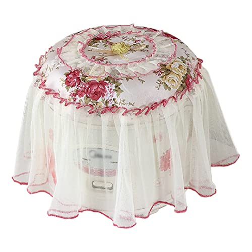  Luchike 2 Pcs Printed Lace Dust Cover For Pressure Cooker Round Cloth Cover For Rice Cooker Home Decorative Rice Cooker Accessories Red