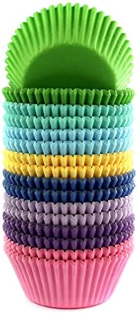  Mini Cupcake Liners Muffin Wrappers Rainbow Bright Baking Cups Paper, 400 Pack