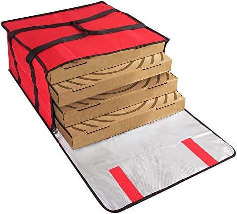  Maker Pizza Carrier Insulated Bags Extra Large For Deliveries – Holds Up To 4 Fresh Pizzas, Insulated Pizza Carrier Delivery Bag 20x20 Food Bag For Personal And Professional Use (Black)