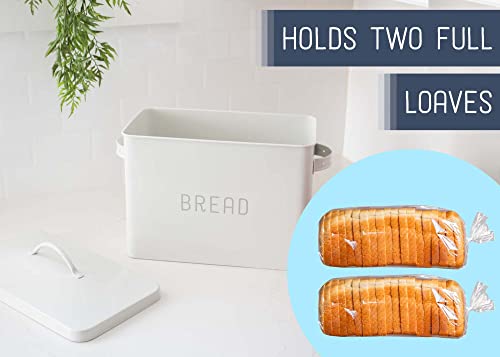  At & Jules Extra Large White 15 X 10 Metal Farmhouse Bread Box - Holds Two Full Loaves