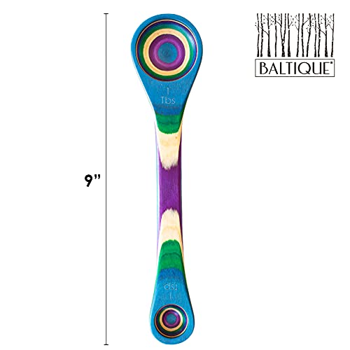  Ique Mumbai Collection 2-in-1 Wooden Measuring Spoon With Tablespoon And Teaspoon Measurements