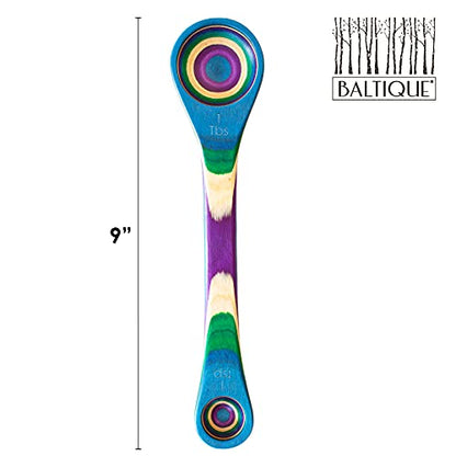  Ique Mumbai Collection 2-in-1 Wooden Measuring Spoon With Tablespoon And Teaspoon Measurements