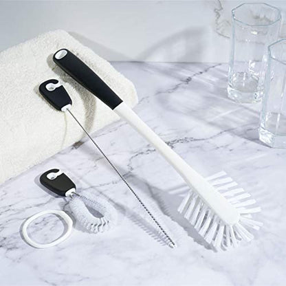  3-in-1 Water Bottle Cleaning Brush Set, Long Handle Water Bottle Scrubbing Brush, Built For Cleaning Narrow Neck Bottles, Sport Bottles, Baby Bottles, Coffee Mugs, Tumblers, Wine Decanters, Flask